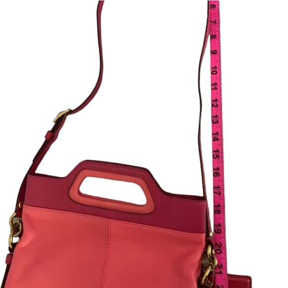 Coach Bonnie Foldover Leather Crossbody Purse Light & Dark Pink 13388 - Picture 3 of 9